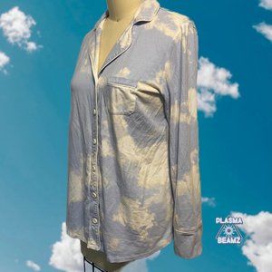 Soma Cloud Print Long Sleeve Button-Down Sleep Shirt  S